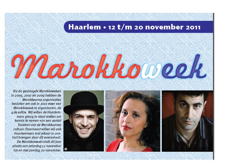 Marokkoweek in Haarlem van 12 t/m 20 november 2011